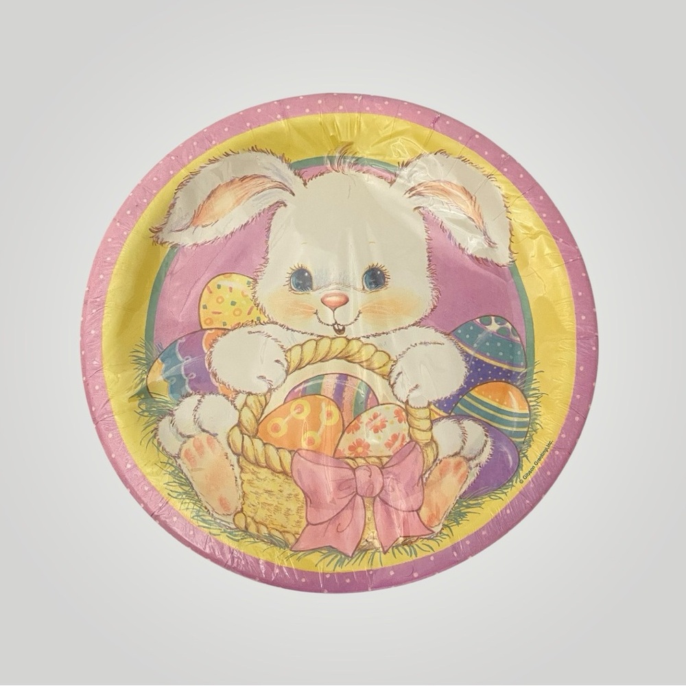 Vintage NOS Gibson Greetings Easter Egg Bunny Rabbit Deep Dish Paper Plates 9”